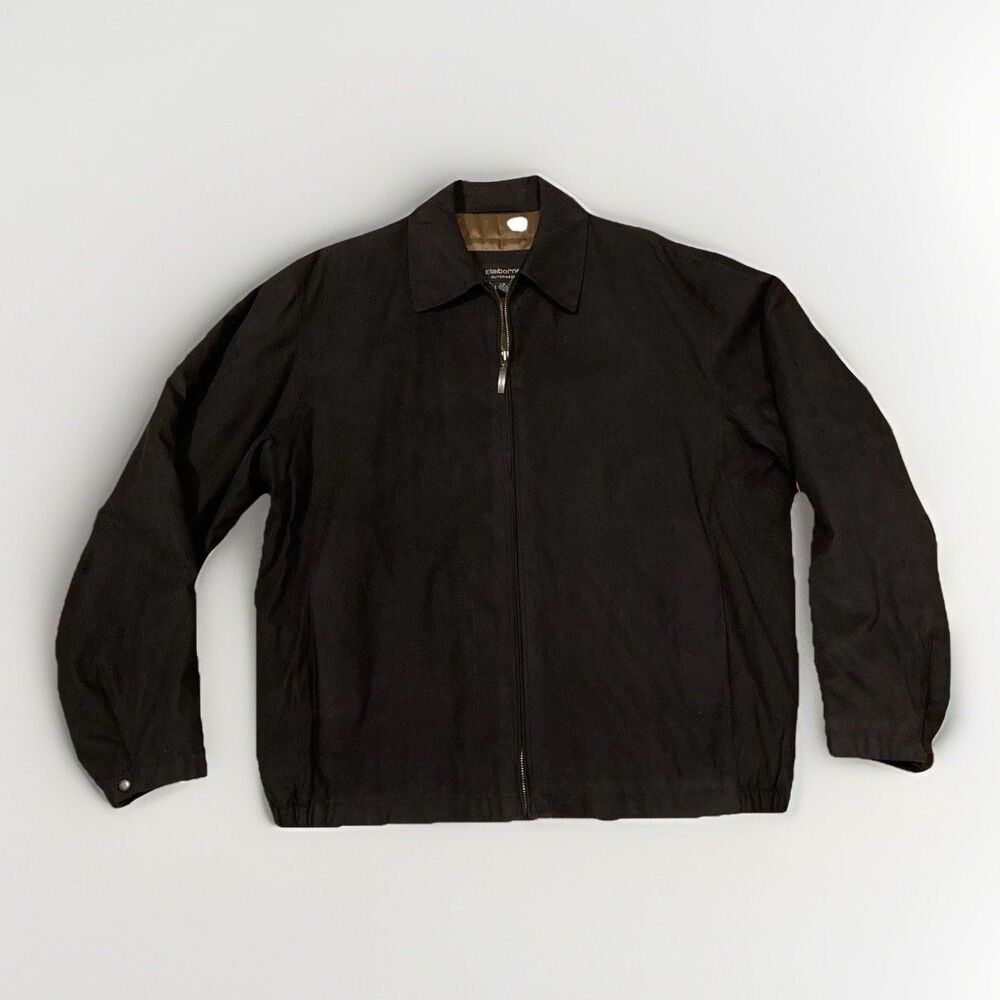 Claiborne Outerwear Mens L Black Soft Shell Jacket 90s Y2K Pockets Full Zip - Picture 1 of 13